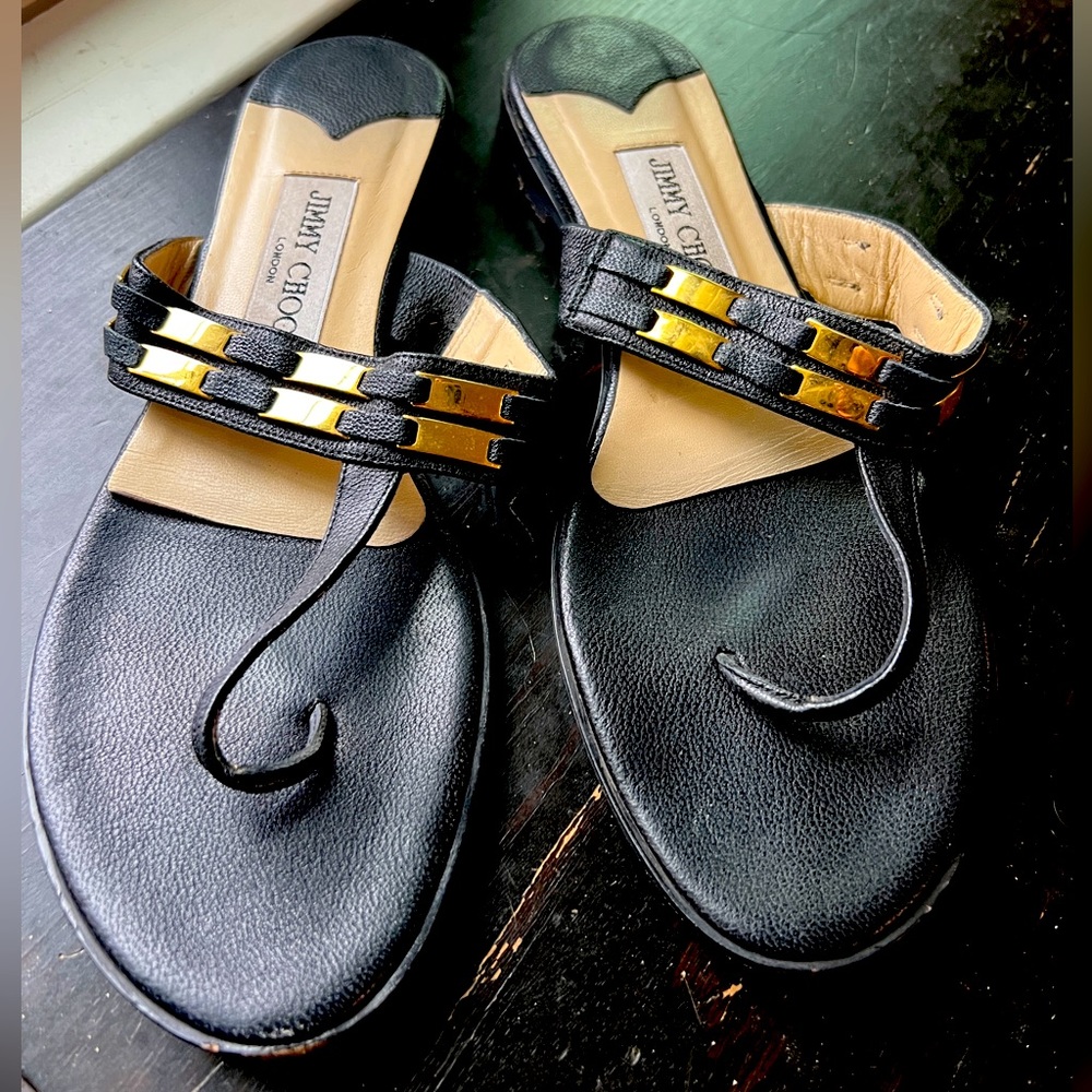 Jimmy Choo Thong Sandals with gold detail